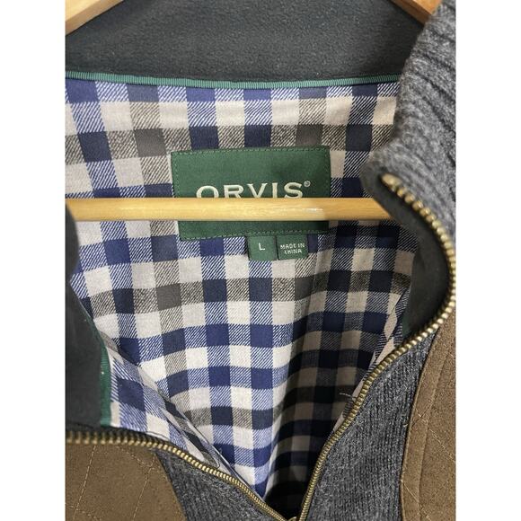 Orvis Ultimate Wool Sweater | Mens Large | Lined 1/4 Zip Pullover Gray | Vintage - Picture 4 of 11